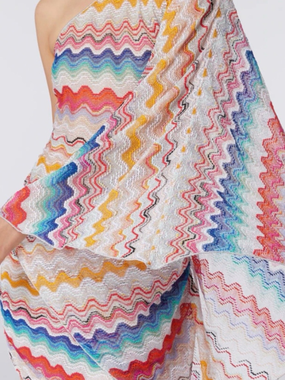 Missoni Multicolor Zigzag Asymmetrical One-Shoulder coverup - Picture 3 of 7